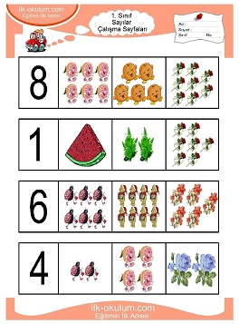 Çocuklar İçin Sayılar Çalışma Sayfaları 